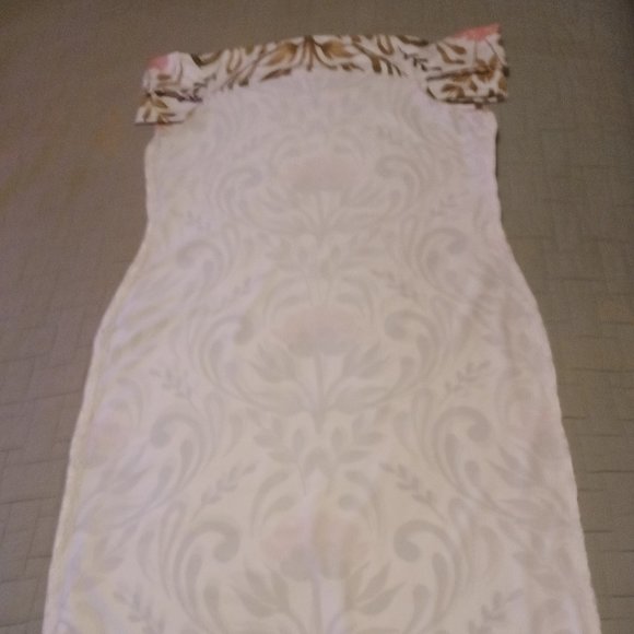 Off Shoulder Semi Formal Floral Lycra Midi Dress - Picture 6 of 7